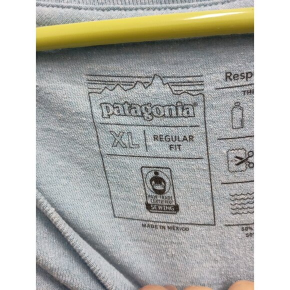 Patagonia Responsibili Tee Mens XL Blue Long Sleeve Classic Graphic Logo - Picture 6 of 11